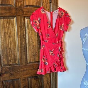 Floral Wrap Dress in Red